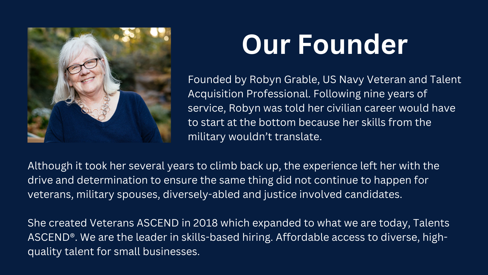 Robyn Grable. CEO and Founder of the ASCEND brand. Talents ASCEND, Skills-based hiring, matching